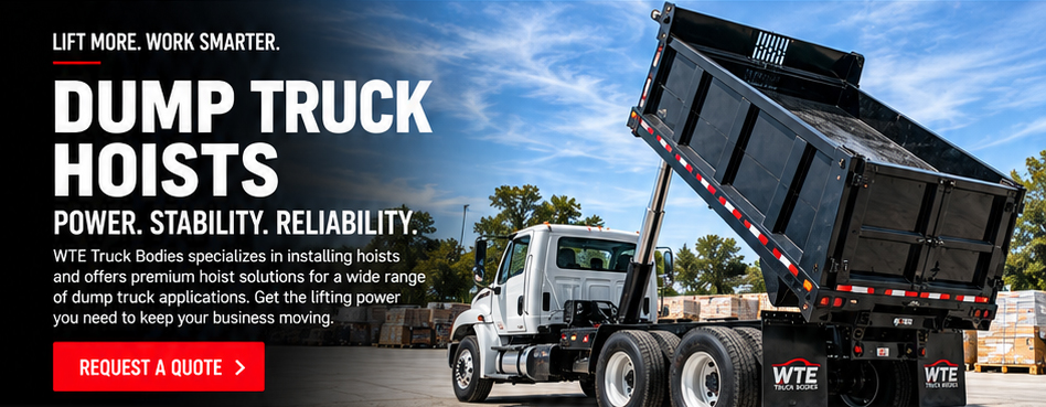 Hoists banner 1 Dump truck hoist installed by WTE Truck Bodies